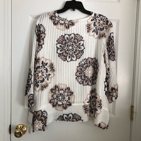 Alfred Dunner Women Blouse Top Women's Plus Size 3X Floral Beige Brown White ps2 - Picture 4 of 10